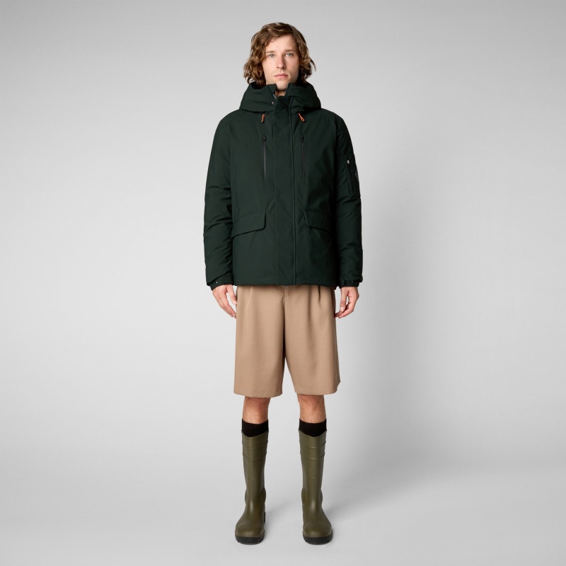 Save The Duck Hiram Encapuchado Parka Verde Negras | POUQT7216