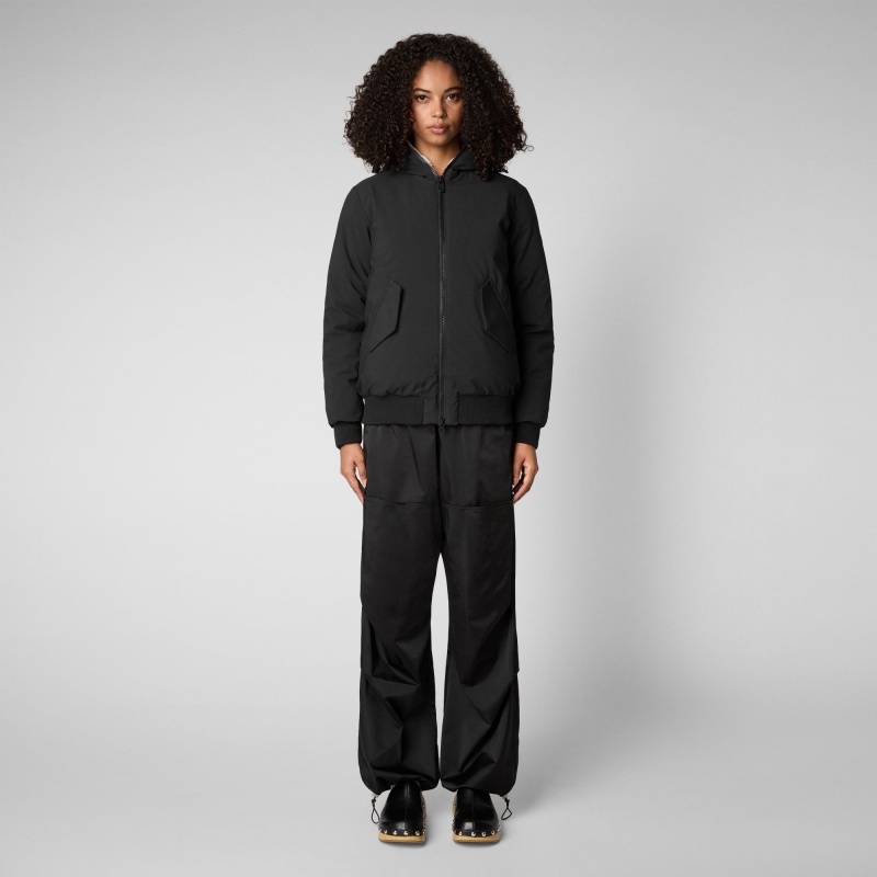 Save The Duck Hisae Encapuchado Jacket with Faux Fur Lining Negras | ODRLP3580