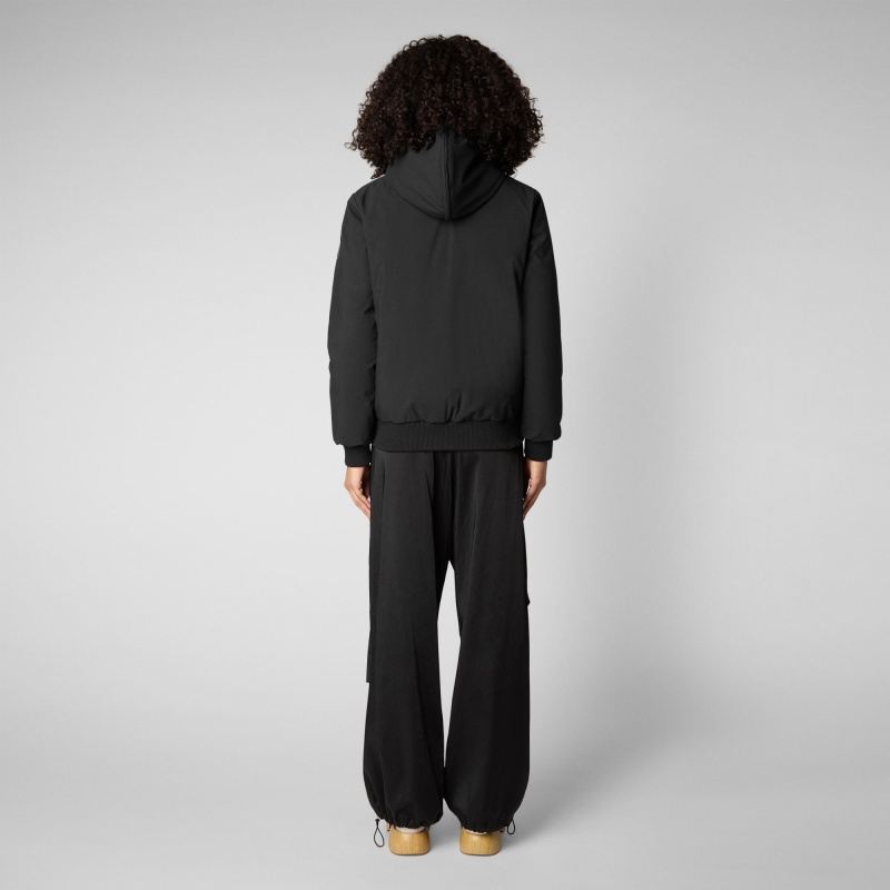 Save The Duck Hisae Encapuchado Jacket with Faux Fur Lining Negras | ODRLP3580