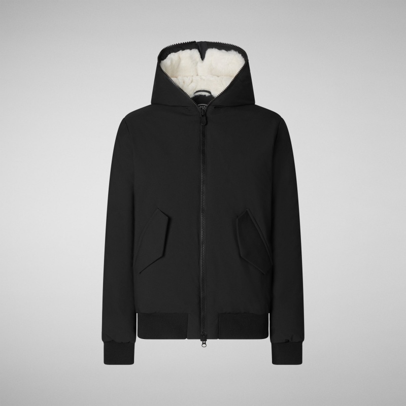 Save The Duck Hisae Encapuchado Jacket with Faux Fur Lining Negras | ODRLP3580