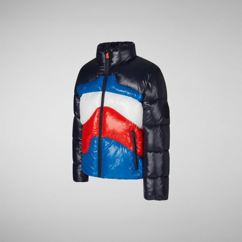 Save The Duck Ilon Encapuchado Puffer Jacket Multicolor Azules Negras | JIVKM3867