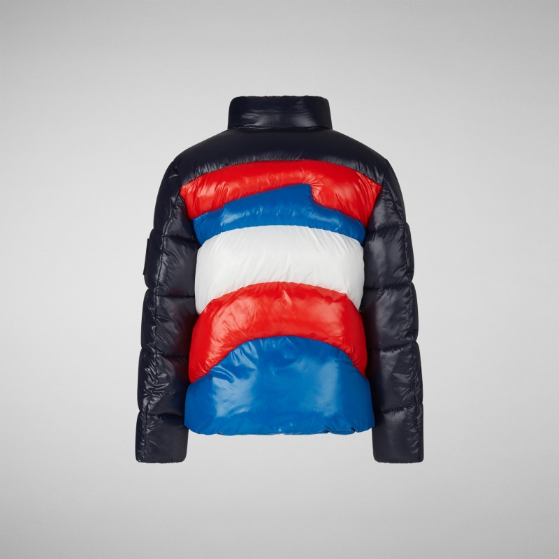 Save The Duck Ilon Encapuchado Puffer Jacket Multicolor Azules Negras | JIVKM3867