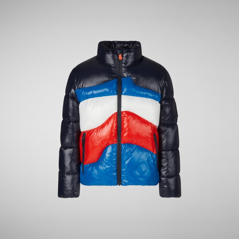 Save The Duck Ilon Encapuchado Puffer Jacket Multicolor Azules Negras | JIVKM3867
