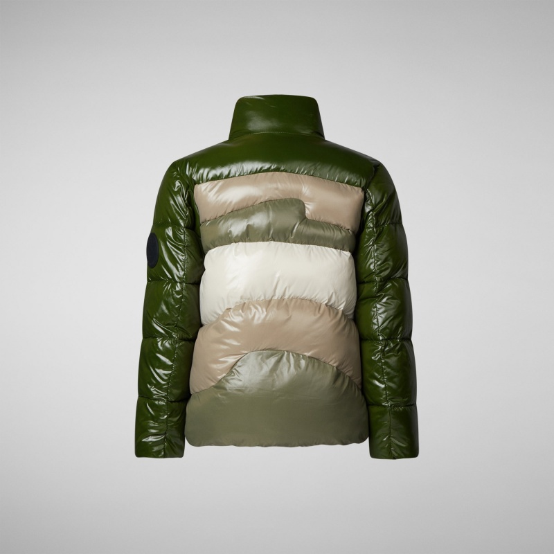 Save The Duck Ilon Encapuchado Puffer Jacket Verde Beige | OQGLM8329