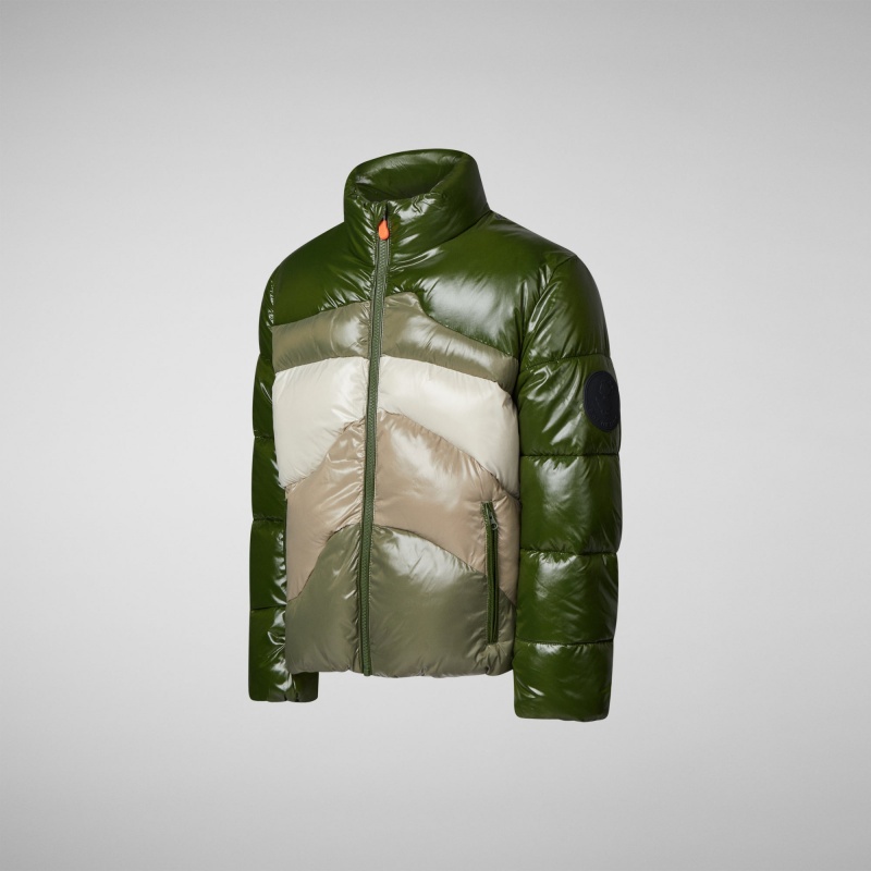 Save The Duck Ilon Encapuchado Puffer Jacket Verde Beige | OQGLM8329