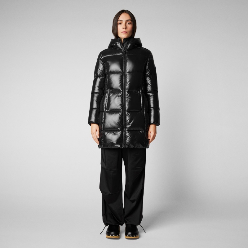 Save The Duck Ines Encapuchado Puffer Coat Negras | PQSLE3269