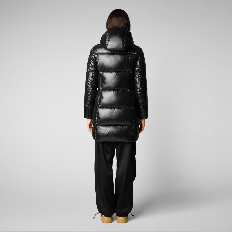 Save The Duck Ines Encapuchado Puffer Coat Negras | PQSLE3269