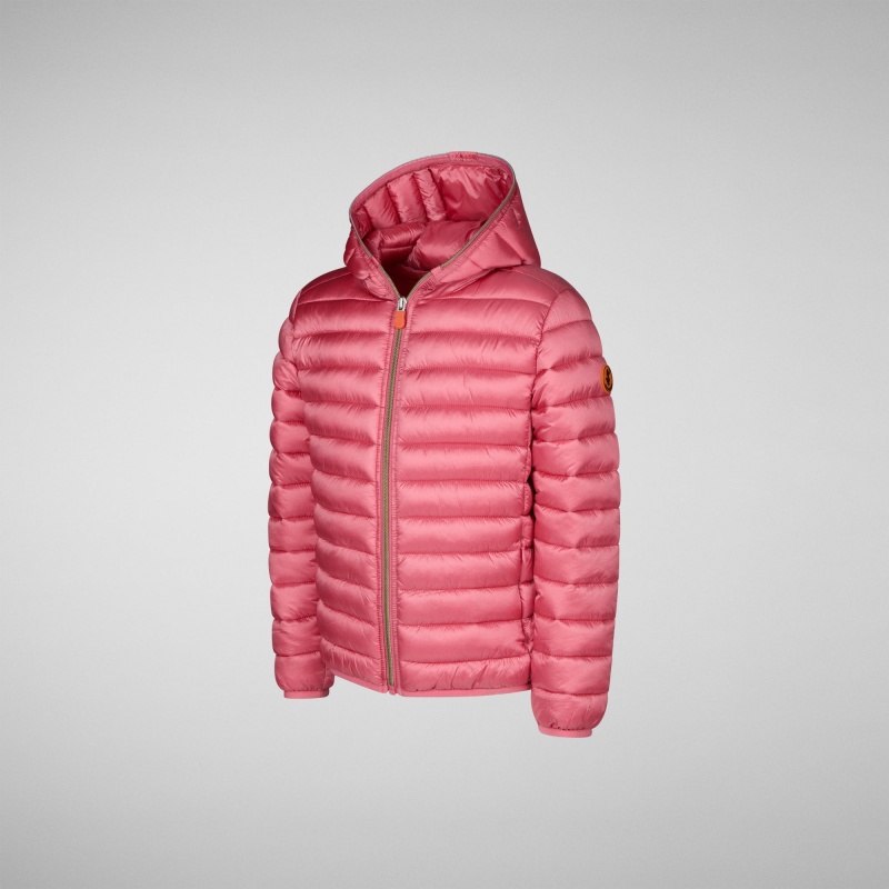 Save The Duck Iris Encapuchado Puffer Jacket Rosas | DGXCY1476