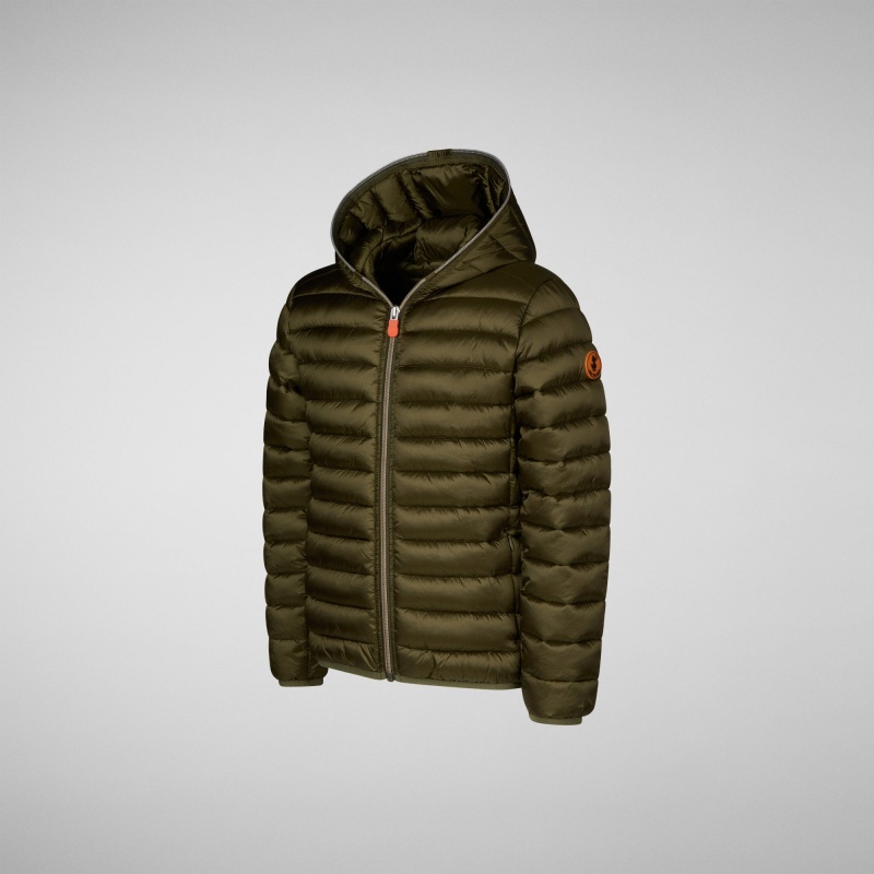 Save The Duck Iris Encapuchado Puffer Jacket Verde | FHZVR4789