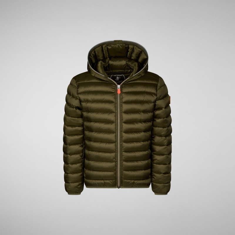 Save The Duck Iris Encapuchado Puffer Jacket Verde | FHZVR4789