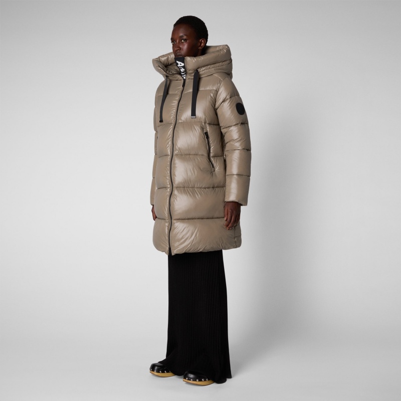 Save The Duck Isabel Encapuchado Puffer Coat Gris | FABEY8197