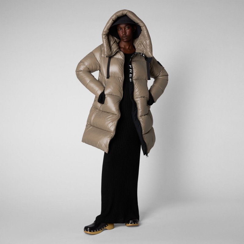 Save The Duck Isabel Encapuchado Puffer Coat Gris | FABEY8197