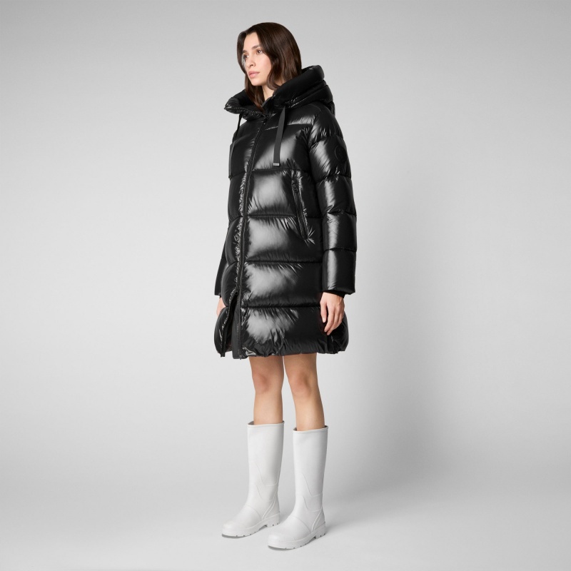 Save The Duck Isabel Encapuchado Puffer Coat Negras | GVYMS3067