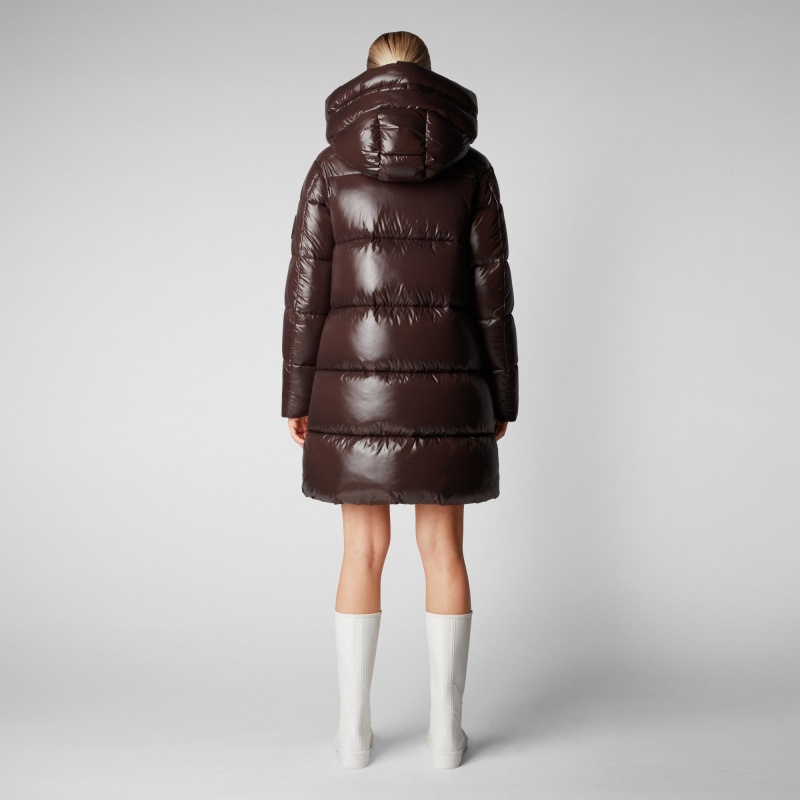 Save The Duck Isabel Encapuchado Puffer Coat Marrones Negras | FEZOB9423