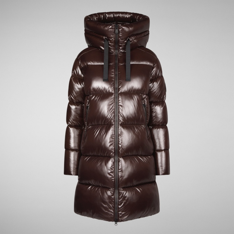Save The Duck Isabel Encapuchado Puffer Coat Marrones Negras | FEZOB9423