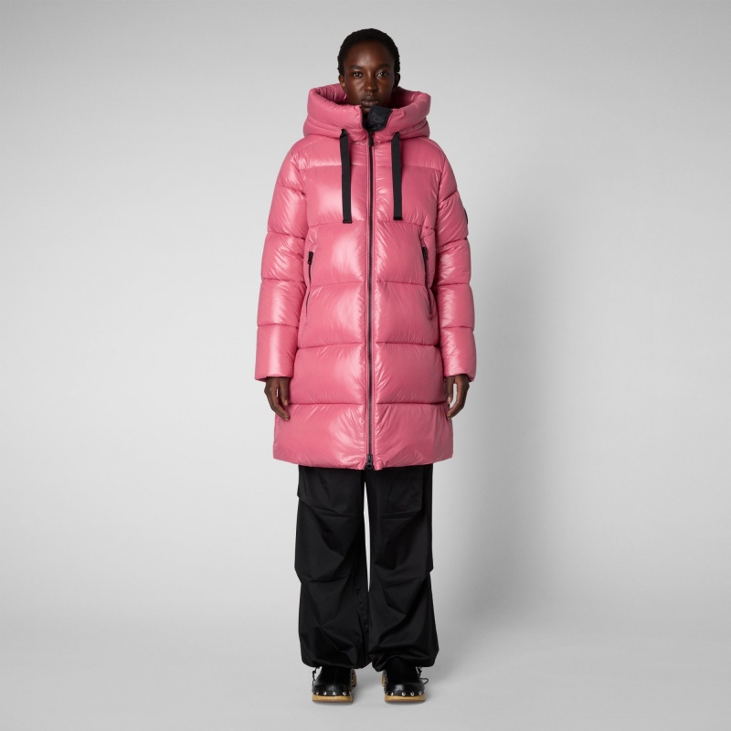 Save The Duck Isabel Encapuchado Puffer Coat Rosas | ZRGBT4192