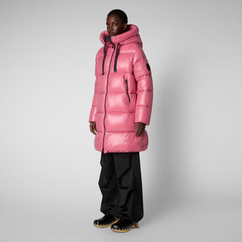 Save The Duck Isabel Encapuchado Puffer Coat Rosas | ZRGBT4192