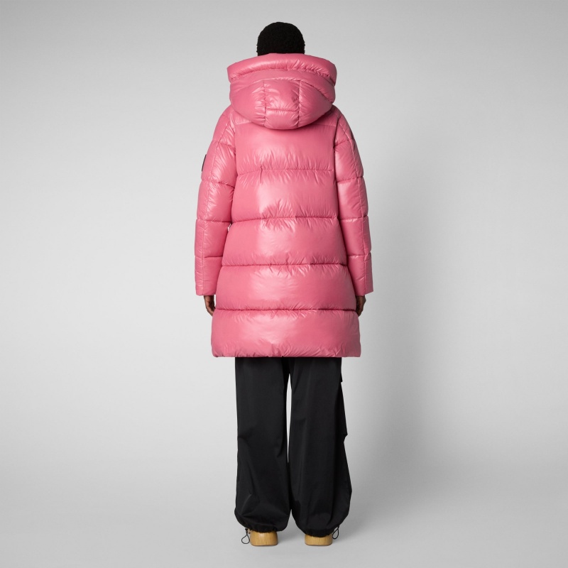 Save The Duck Isabel Encapuchado Puffer Coat Rosas | ZRGBT4192