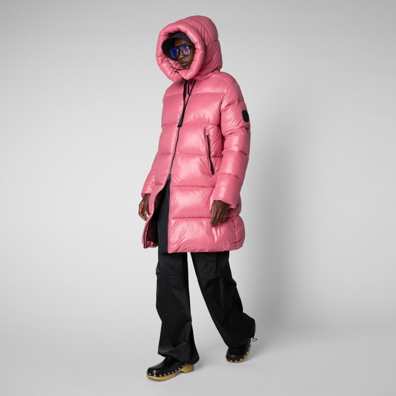 Save The Duck Isabel Encapuchado Puffer Coat Rosas | ZRGBT4192