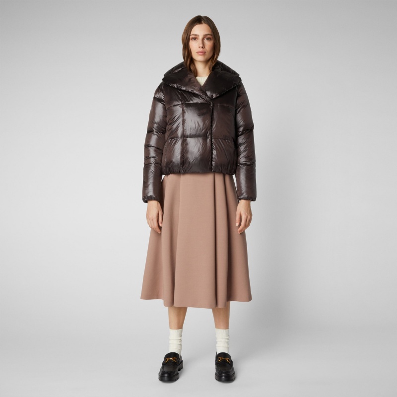 Save The Duck Ishya Puffer Jacket Marrones Negras | MQVIZ5972