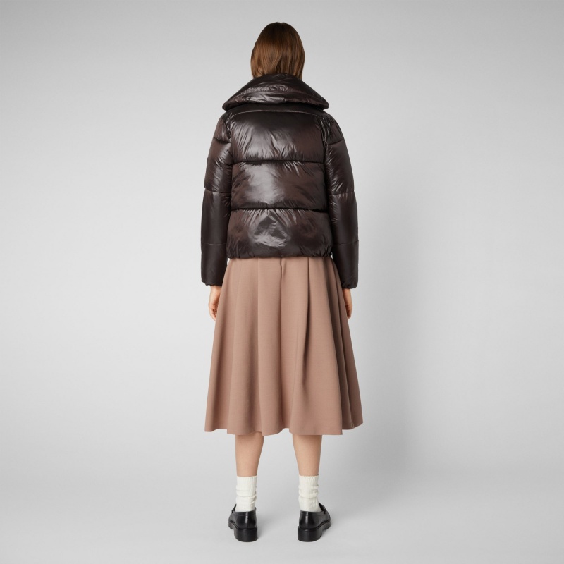 Save The Duck Ishya Puffer Jacket Marrones Negras | MQVIZ5972