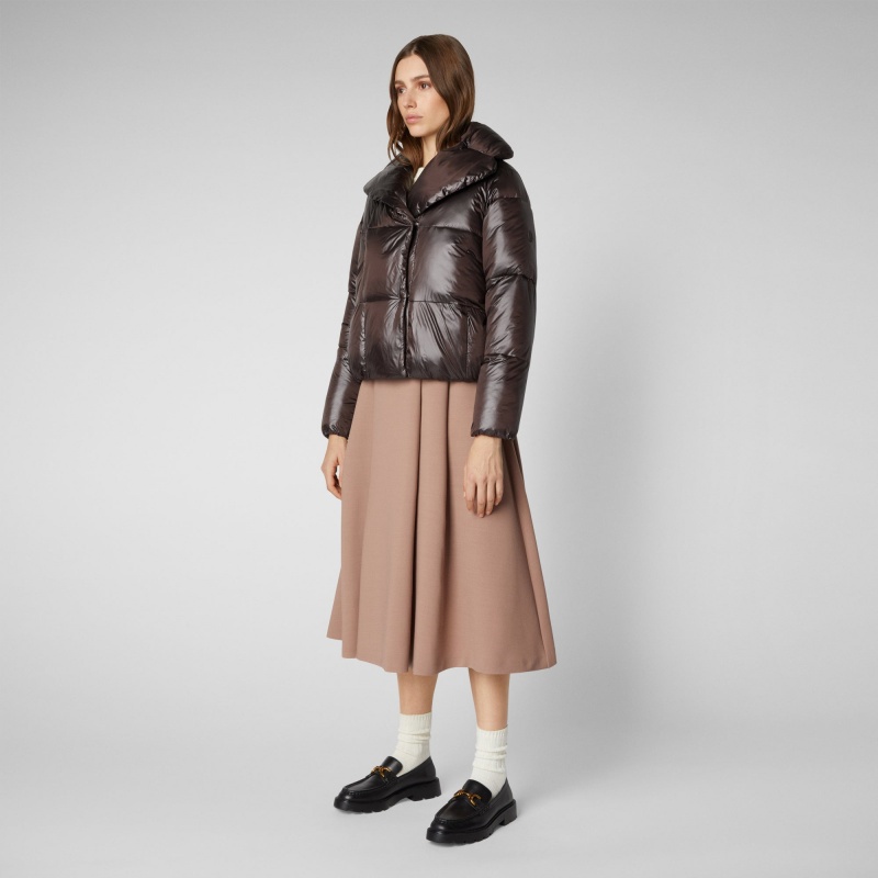 Save The Duck Ishya Puffer Jacket Marrones Negras | MQVIZ5972
