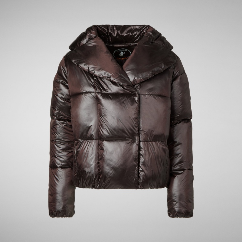 Save The Duck Ishya Puffer Jacket Marrones Negras | MQVIZ5972
