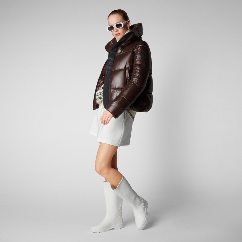 Save The Duck Isla Puffer Jacket Marrones Negras | OHUZA7540