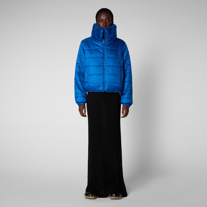 Save The Duck Jeon Reversible Faux Fur Jacket Azules | PKMWV7406