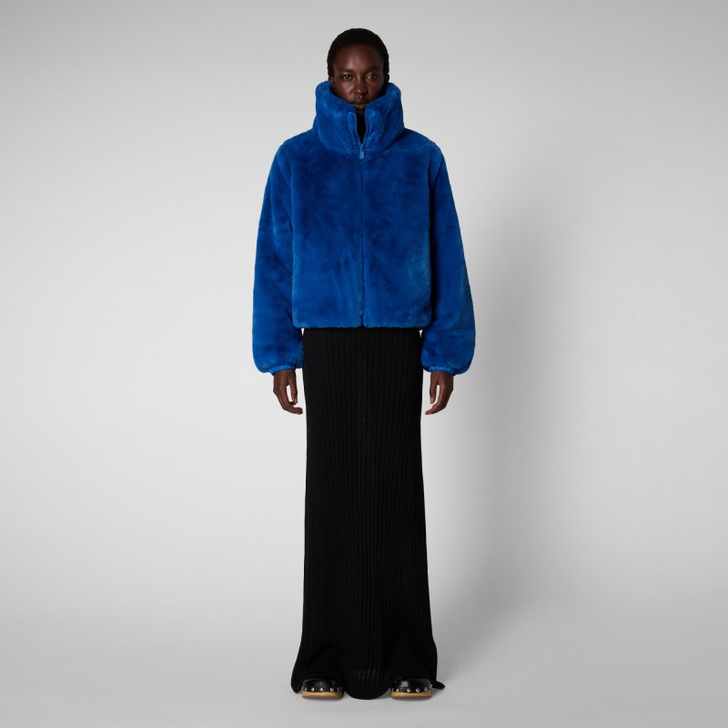 Save The Duck Jeon Reversible Faux Fur Jacket Azules | PKMWV7406
