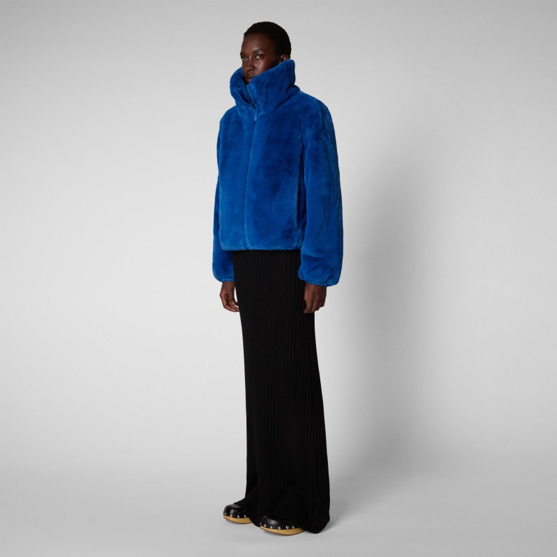 Save The Duck Jeon Reversible Faux Fur Jacket Azules | PKMWV7406