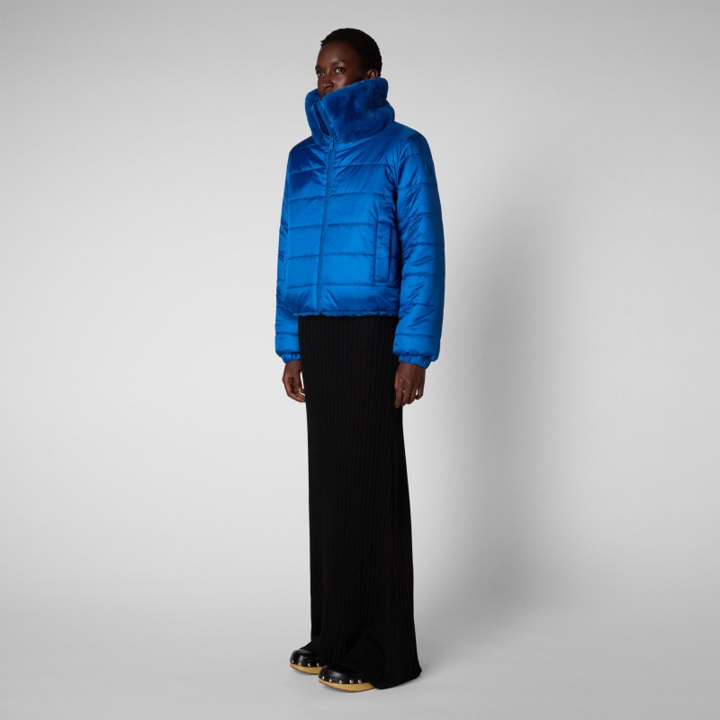 Save The Duck Jeon Reversible Faux Fur Jacket Azules | PKMWV7406