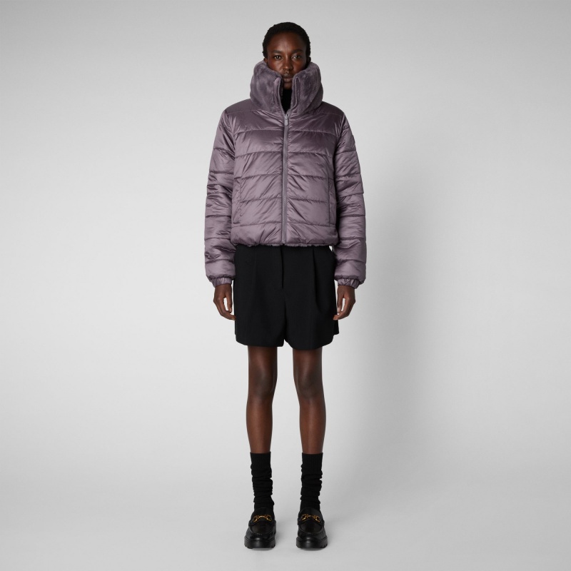 Save The Duck Jeon Reversible Faux Fur Jacket Ash Violet | YQNLZ6413