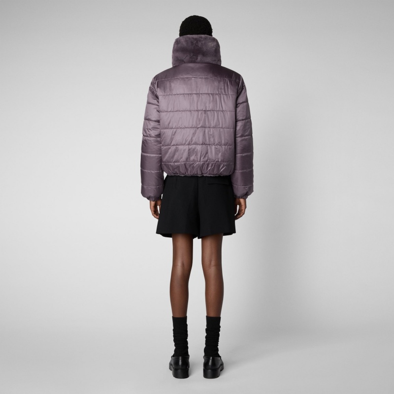 Save The Duck Jeon Reversible Faux Fur Jacket Ash Violet | YQNLZ6413