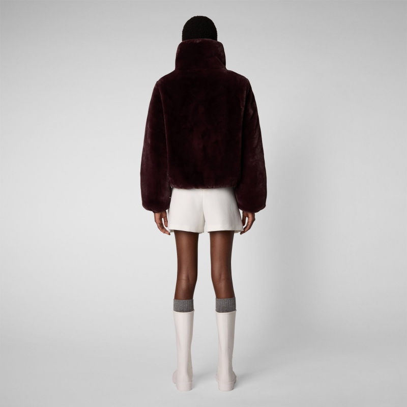 Save The Duck Jeon Reversible Faux Fur Jacket Burdeos Negras | VNAIX1328