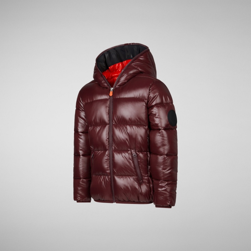 Save The Duck Kate Encapuchado Puffer Jacket Burdeos Negras | MLHGS6395