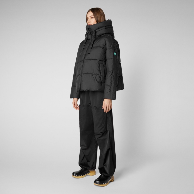 Save The Duck Keri Encapuchado Puffer Jacket Negras | OMVBJ1685