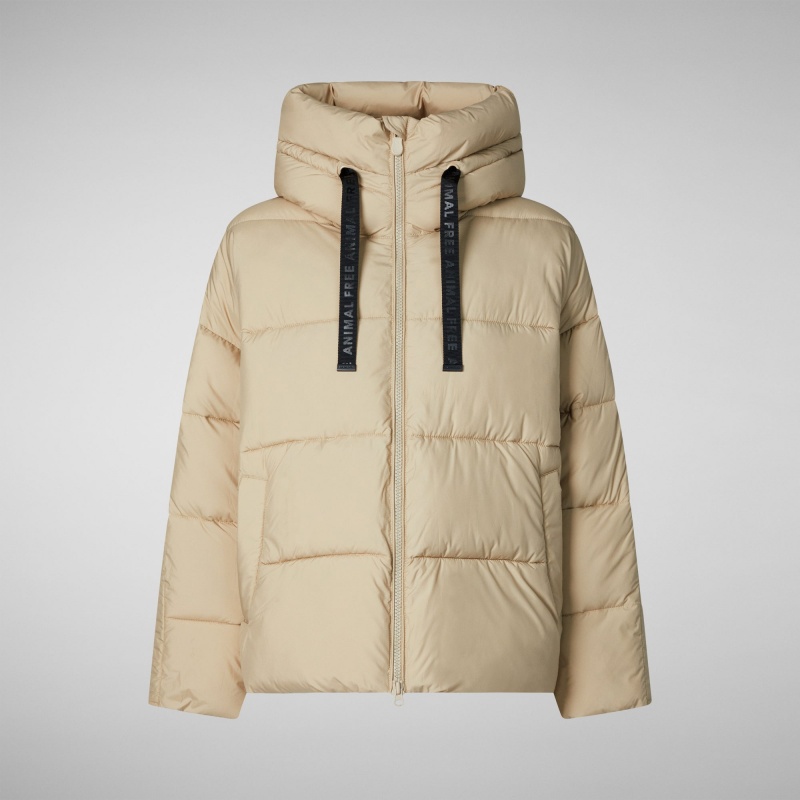 Save The Duck Keri Encapuchado Puffer Jacket Beige | PQDAI4856