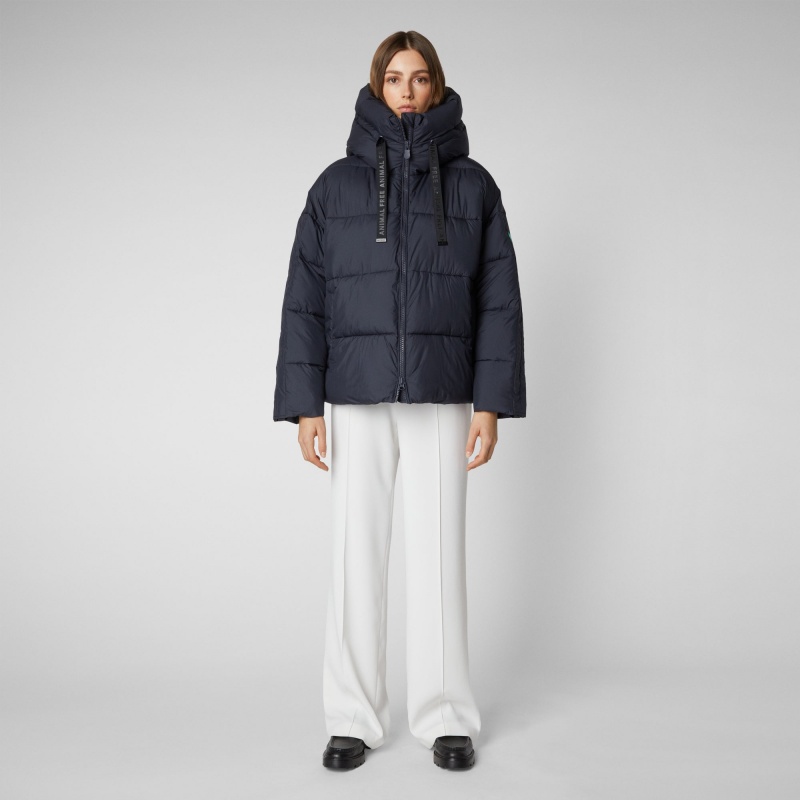 Save The Duck Keri Encapuchado Puffer Jacket Azules Negras | FTSIU4790