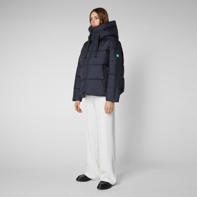 Save The Duck Keri Encapuchado Puffer Jacket Azules Negras | FTSIU4790