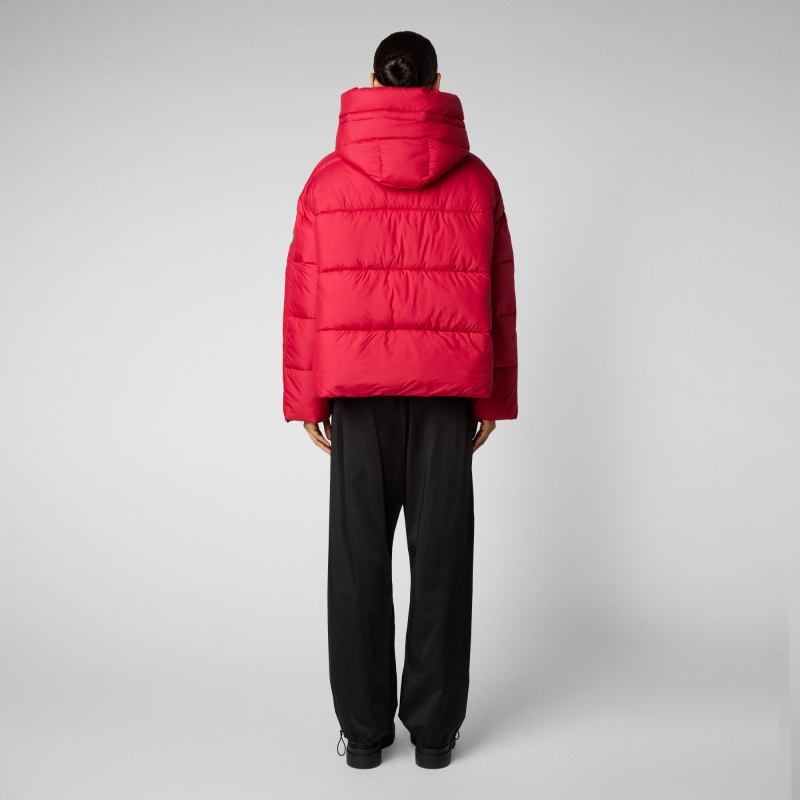 Save The Duck Keri Encapuchado Puffer Jacket Rojas | TNPFC3821
