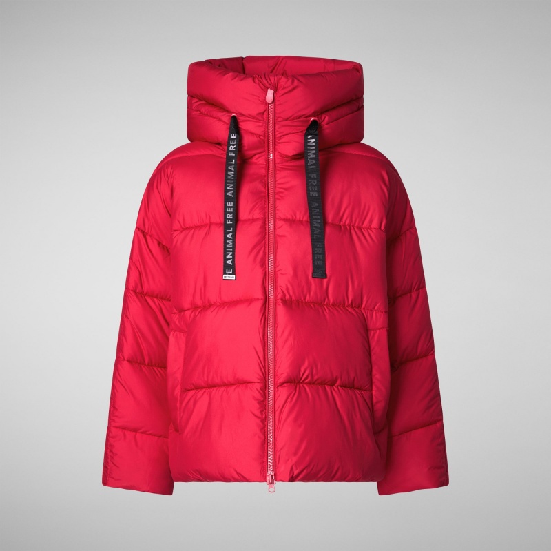 Save The Duck Keri Encapuchado Puffer Jacket Rojas | TNPFC3821