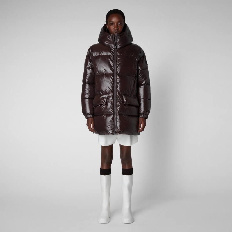 Save The Duck Kesha Encapuchado Puffer Coat Marrones Negras | LCPZO4960