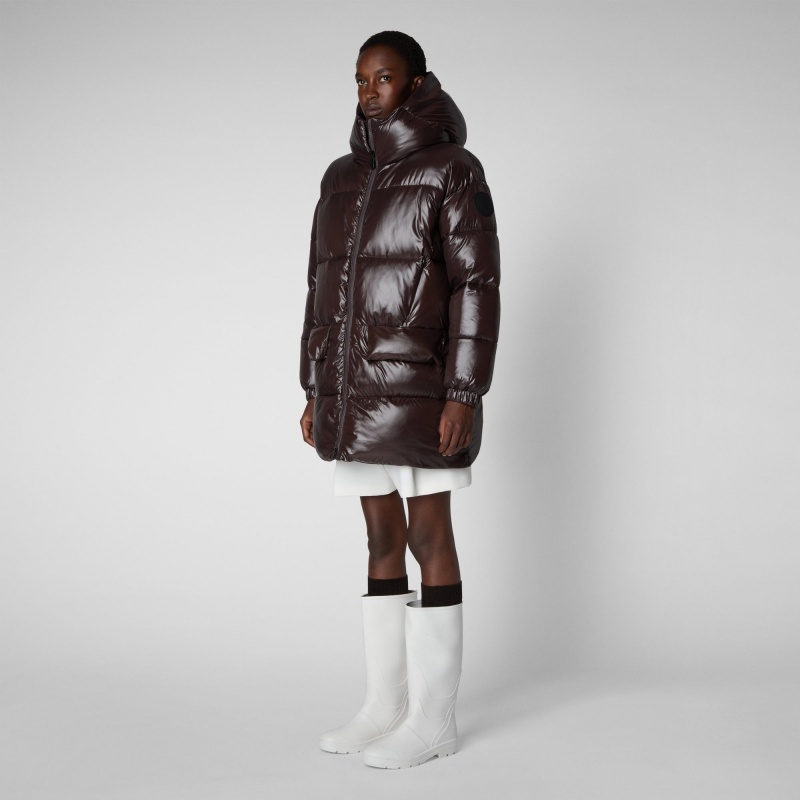 Save The Duck Kesha Encapuchado Puffer Coat Marrones Negras | LCPZO4960