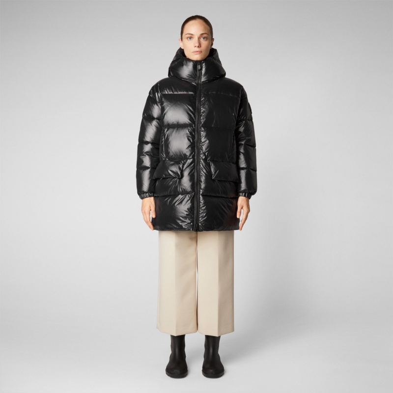 Save The Duck Kesha Encapuchado Puffer Coat Negras | QLXOA7085