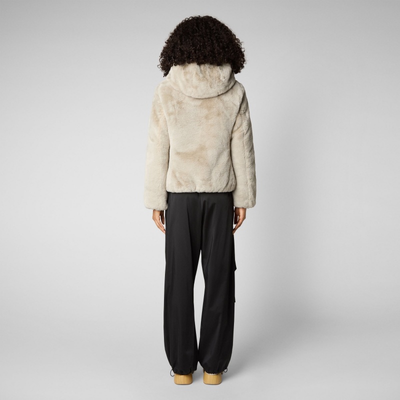 Save The Duck Laila Reversible Encapuchado Jacket Beige | TXSQY5432
