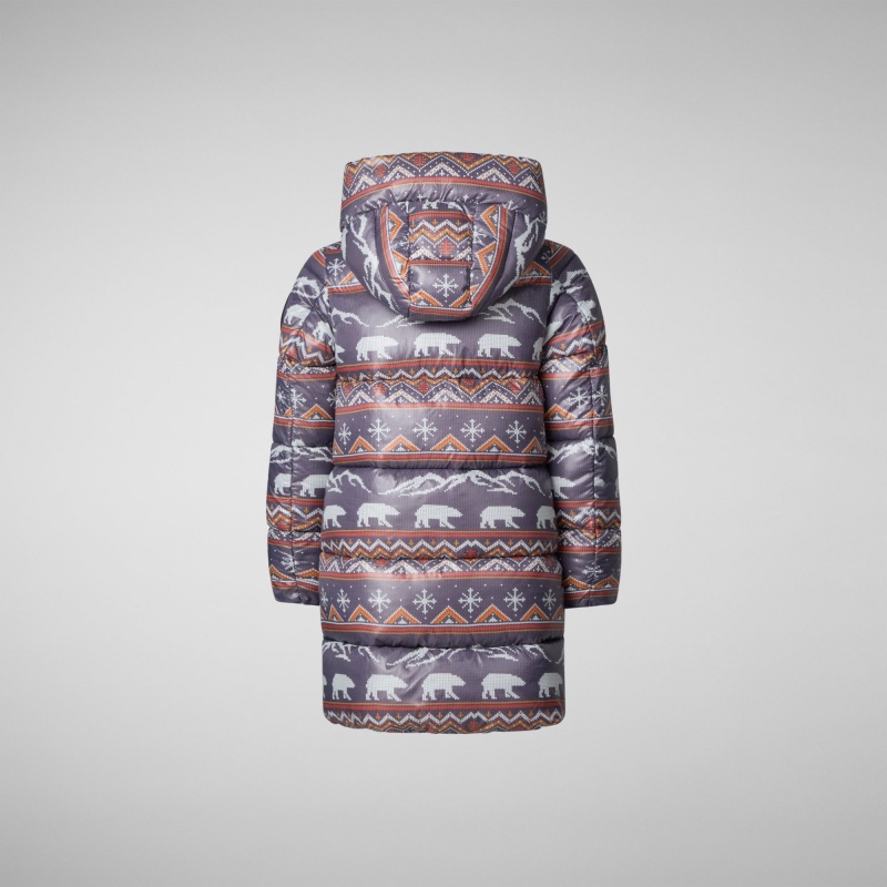Save The Duck Lami Encapuchado Puffer Coat Arctic Bear | FKPLU5638