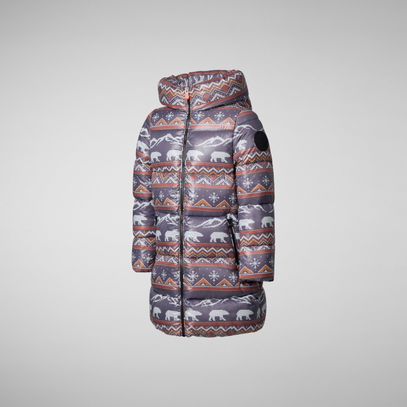 Save The Duck Lami Encapuchado Puffer Coat Arctic Bear | FKPLU5638