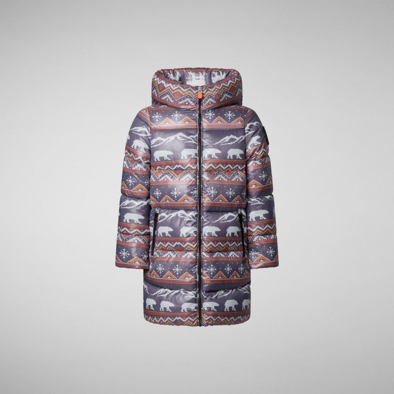 Save The Duck Lami Encapuchado Puffer Coat Arctic Bear | FKPLU5638