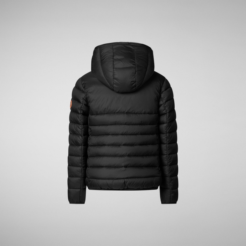 Save The Duck Leci Encapuchado Puffer Jacket with Faux Fur Lining Negras | PZDXQ4852